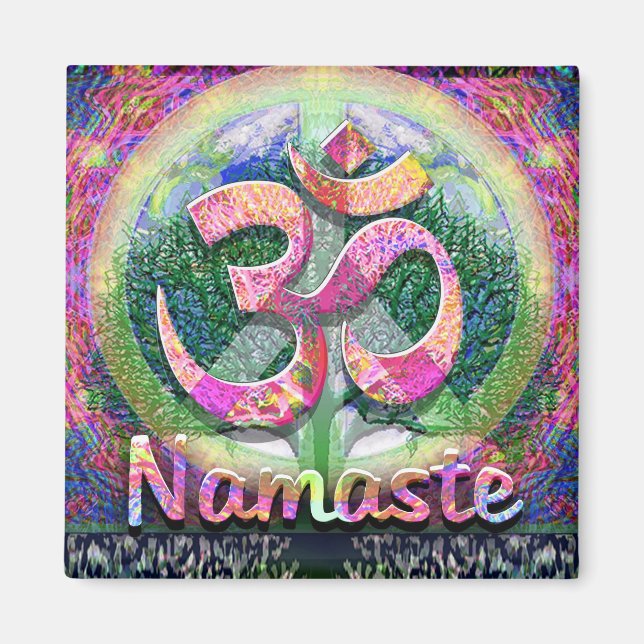 Namaste Tree of Life Peace Symbol Magnet (Front)
