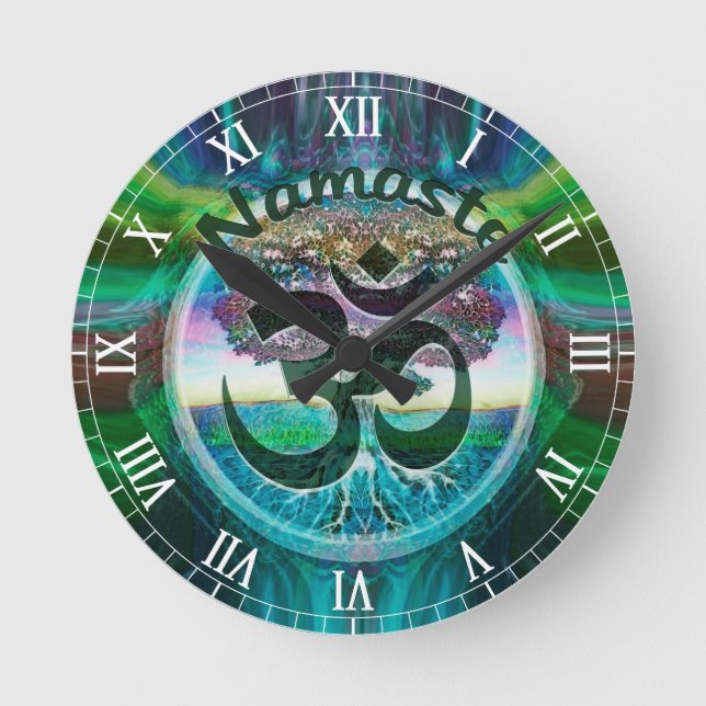 Namaste Tree of Life Round Clock (Front)
