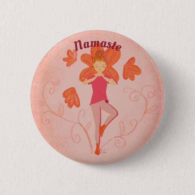 Namaste Tree Pose 6 Cm Round Badge (Front)
