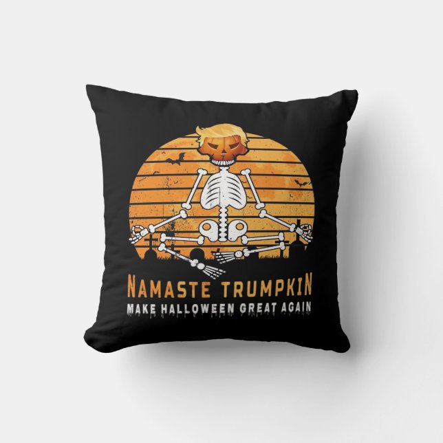 Namaste Trumpkin Make Halloween Great Again Medita Cushion (Front)