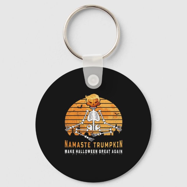 Namaste Trumpkin Make Halloween Great Again Medita Key Ring (Front)