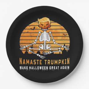 Namaste Trumpkin Make Halloween Great Again Medita Paper Plate