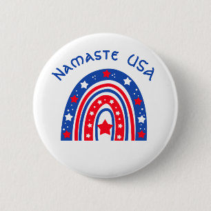 Namaste USA Patriotic Rainbow  6 Cm Round Badge