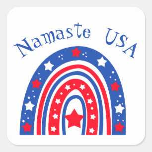 Namaste USA Patriotic Rainbow Square Sticker