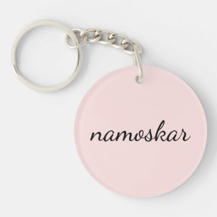 Namaste Vibes   Peachy Pink Yoga Meditation Design Key Ring