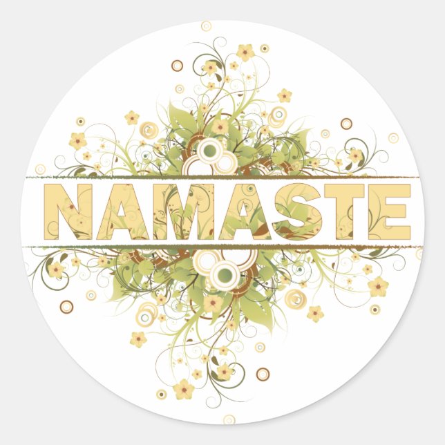 Namaste Vintage Floral Classic Round Sticker (Front)