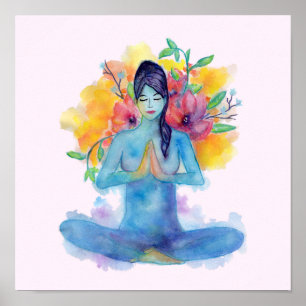 Namaste Watercolor Meditation Poster