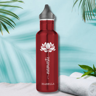 Namaste Whit Lotus Flower Modern Personalised Name 710 Ml Water Bottle