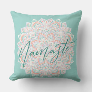 Namaste White And Blue Decorative Pillow