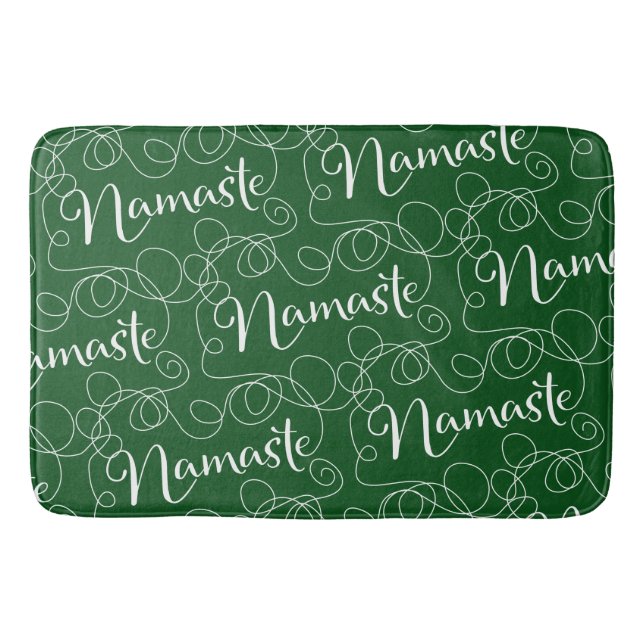 NAMASTE white seamless pattern with LINES Bath Mat (Front)