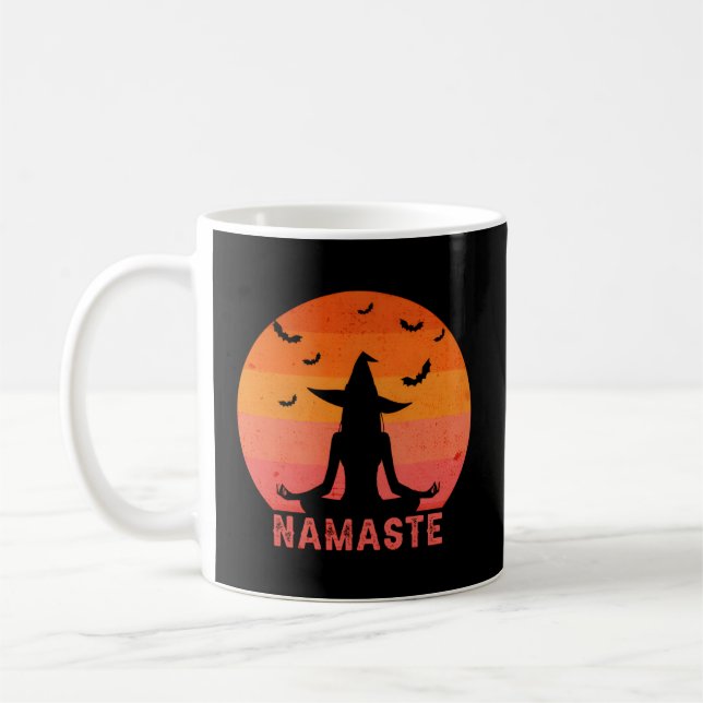 Namaste Witches Halloween Yoga Witch Coffee Mug (Left)