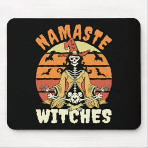 Namaste Witches Skeleton Halloween Yoga Mouse Pad