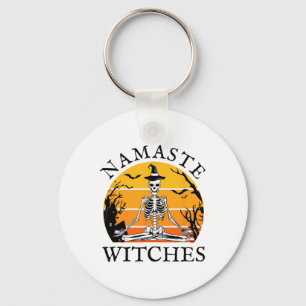 Namaste Witches Skeleton Yoga Witch Funny Yogi Hal Key Ring
