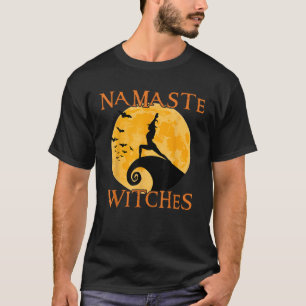 Namaste Witches Yoga Warrior I Pose Halloween Yoga T-Shirt