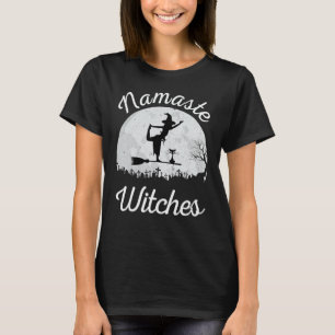 Namaste Witches Yoga Witch Moon Cat Halloween Cost T-Shirt