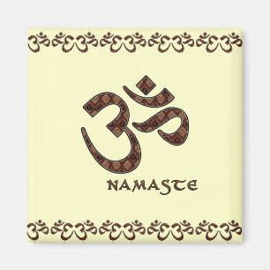 Namaste with Om Symbol Brown and Cream Magnet