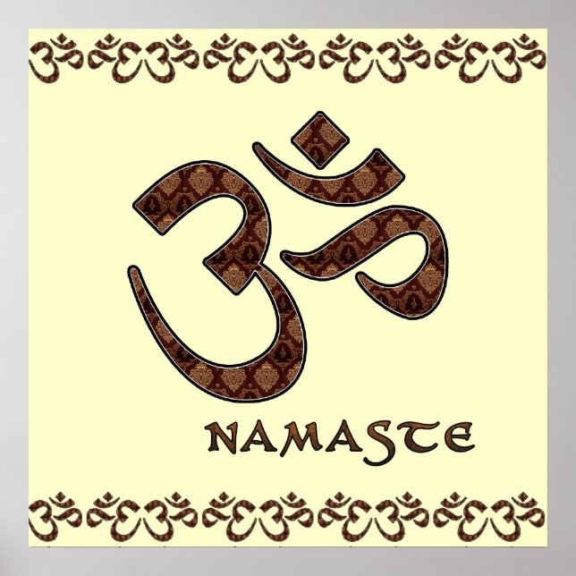 Namaste with Om Symbol Brown and Cream Poster (Front)