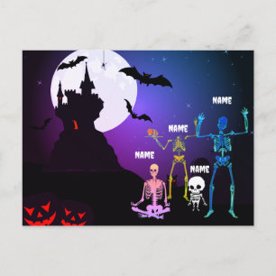 Namaste with the Skeleton Family: Whimsical Yoga Holiday Postcard
