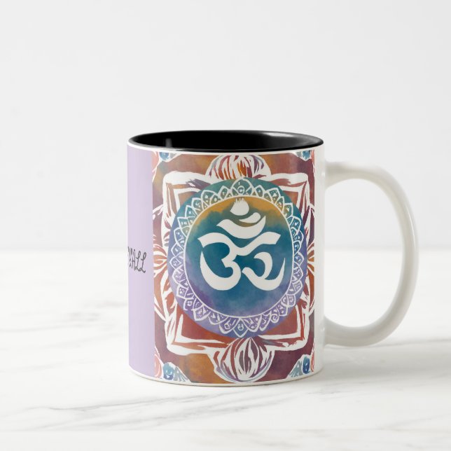 NAMASTE Y'ALL OHM RETRO VIBES Two-Tone COFFEE MUG (Right)