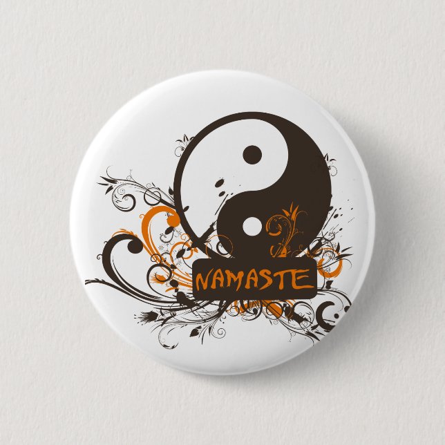 Namaste Yin Yang 6 Cm Round Badge (Front)