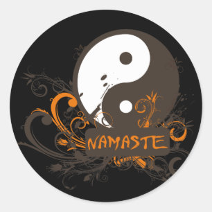 Namaste Yin Yang Classic Round Sticker