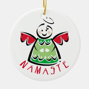 Namaste Yoga Angel Christmas Ceramic Tree Decoration