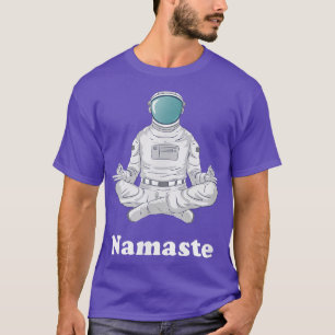 Namaste Yoga Funny Astronaut Outer Space Yogi Medi T-Shirt