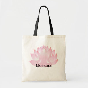 Namaste Yoga Lotus Pose Flower Budget Tote Bag