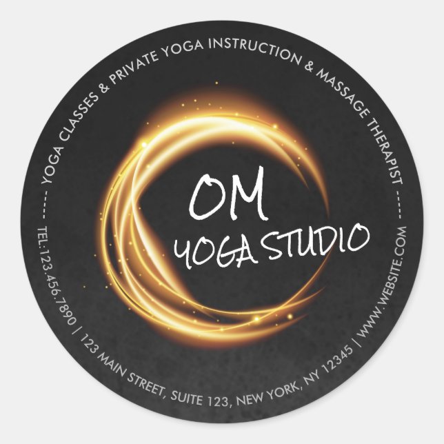 Namaste Yoga Meditation Instructor Black Gold ZEN Classic Round Sticker (Front)