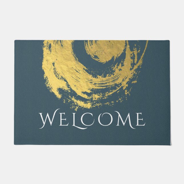 Namaste Yoga Meditation Instructor Blue Gold ZEN Doormat (Front)