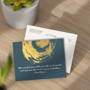 Namaste Yoga Meditation Quotes Blue Gold ZEN Sign Postcard