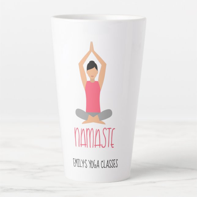 Namaste Yoga Pose Business Name Latte Mug (Front)