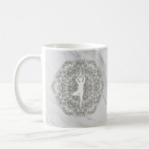 Namaste Yoga Pose   Mandala Pattern Coffee Mug
