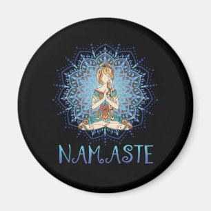 Namaste Yoga Pose with Chakra for Yoga Lover min Magnet