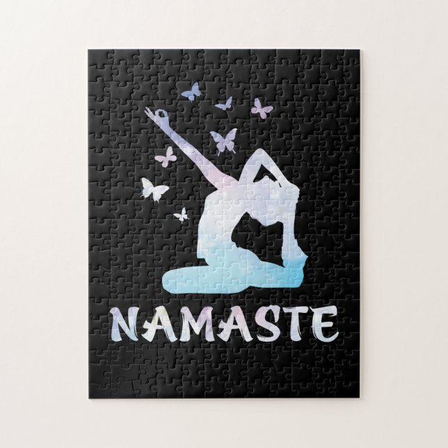 Namaste Yoga Pose with Chakra Jigsaw Puzzle (Vertical)