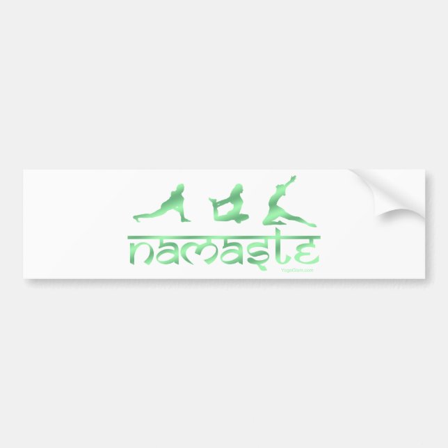 Namaste yoga poses green bumper sticker (Front)