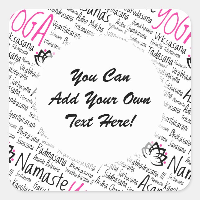 Namaste Yoga Positions Asana Poses Sanskrit Names Square Sticker (Front)