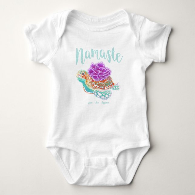 Namaste Yoga Sea Turtle Baby Infant Bodysuit (Front)