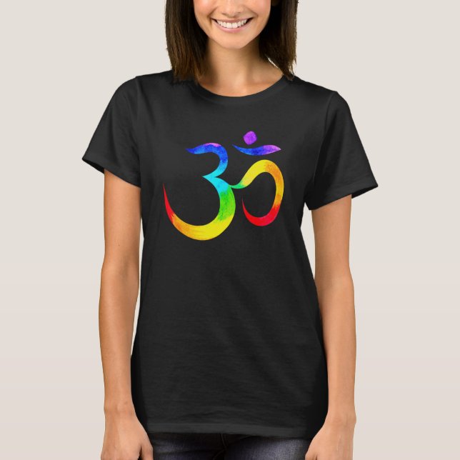 Namaste Yoga Symbol Rainbow T-Shirt (Front)