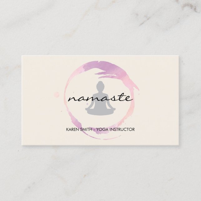Namaste Yoga Tribal Pattern with lotus position Business Card (Front)