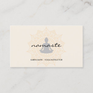 Namaste Yoga Tribal Pattern with lotus position Business Card