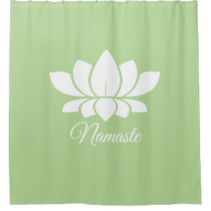 Namaste Yoga White Lotus & Tea Green Shower Curtain