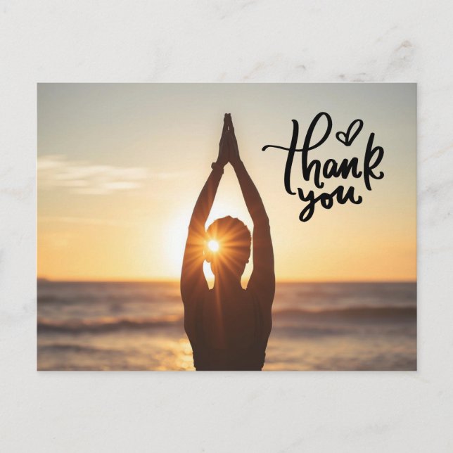 Namaste Yoga woman raise hand Thank you Postcard (Front)