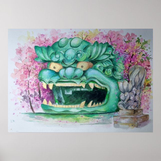 Namba Yasaka Shrine Osaka Watercolor Art Print (Front)