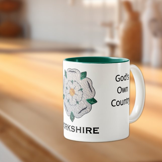 Name, 11oz Quilled Yorkshire White Rose Two-Tone Coffee Mug (Creator Uploaded)