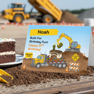 Name 13th Birthday Construction Site Card