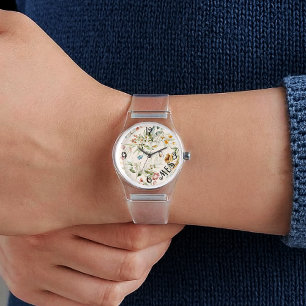Name, 1600s Dutch Florals, Clear Silicone Womens Watch
