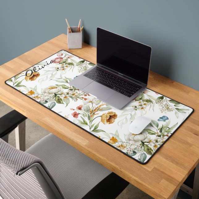 Name, 1600s Dutch Still Life Art Floral Pattern Desk Mat (Office 2)