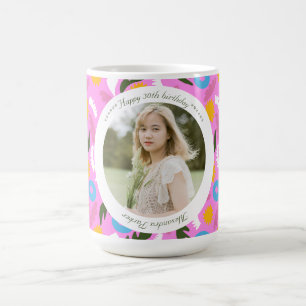 Name 30th brithday floral pink cute romantic Mug