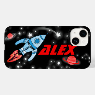 Name 4 letter rocket space black Case-Mate iPhone 14 case